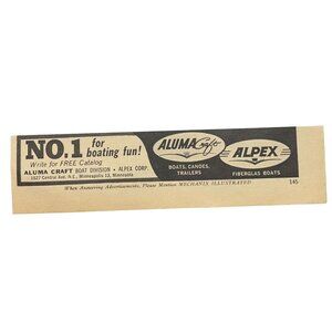 Aluma Craft Alpex Boats Print Ad Vintage 1963 Minneapolis MN Nautical
